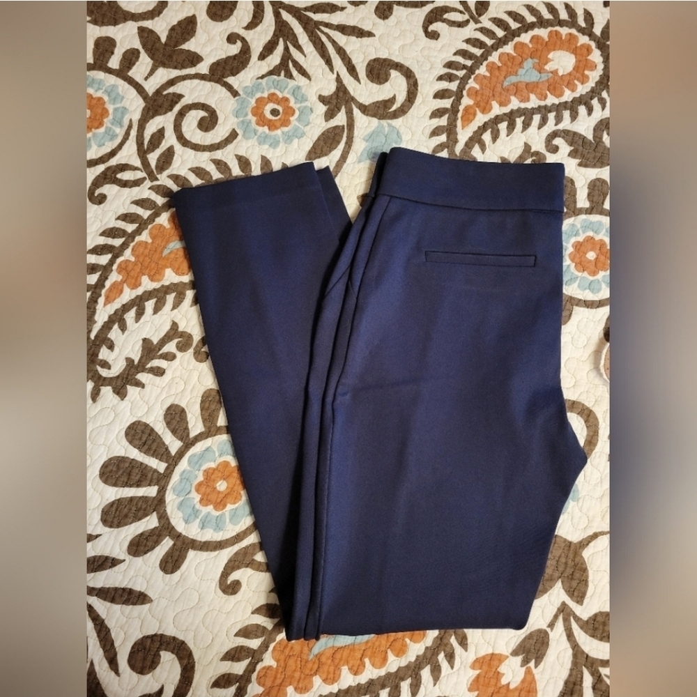 Hilary Radley Navy Blue pull on‎ pants front pleats size small